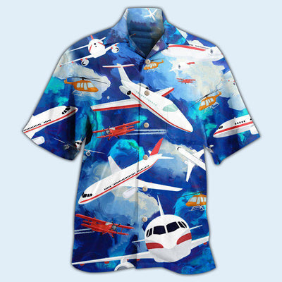 Airplane Life Is Simple Eat Sleep Fly In Sky - Hawaiian Shirt - Owls Matrix LTD