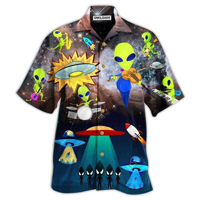 Hawaiian Shirt / Adults / S Alien With Music and Fun - Hawaiian Shirt - Owls Matrix LTD