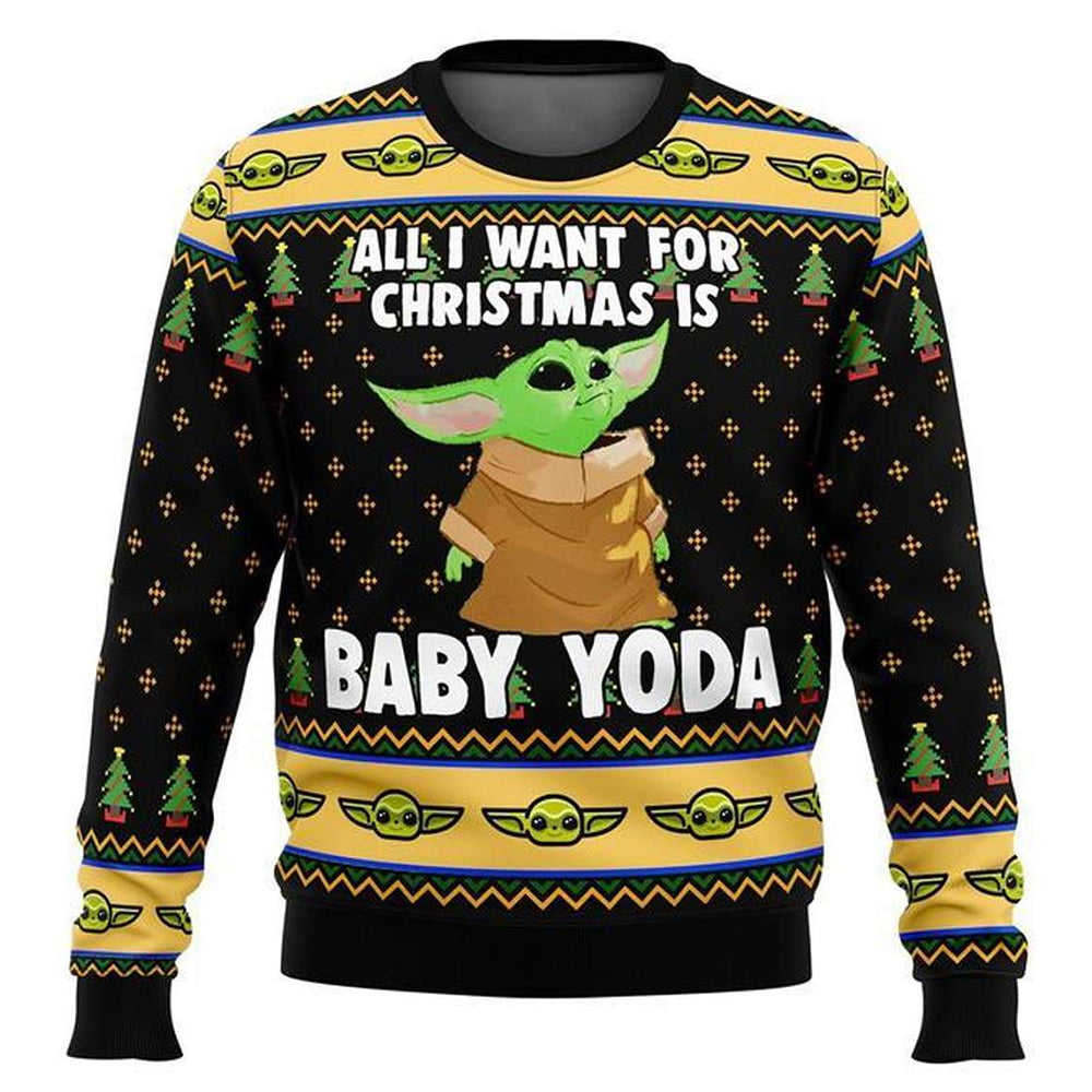 Christmas Star Wars All I Want For Christmas Is Baby Yoda - Sweater - Ugly Christmas Sweaters