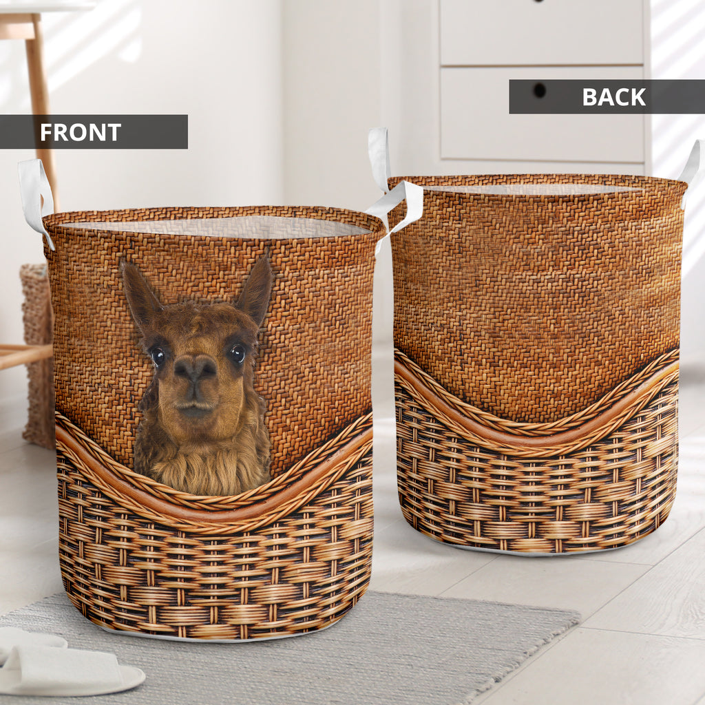 Alpaca Rattan Teaxture - Laundry Basket - Owls Matrix LTD