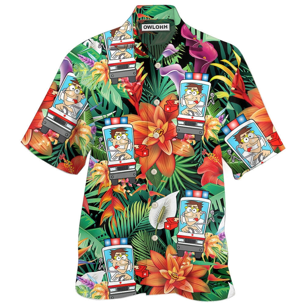Hawaiian Shirt / Adults / S Ambulance Driver Tropical Floral Style - Hawaiian Shirt - Owls Matrix LTD