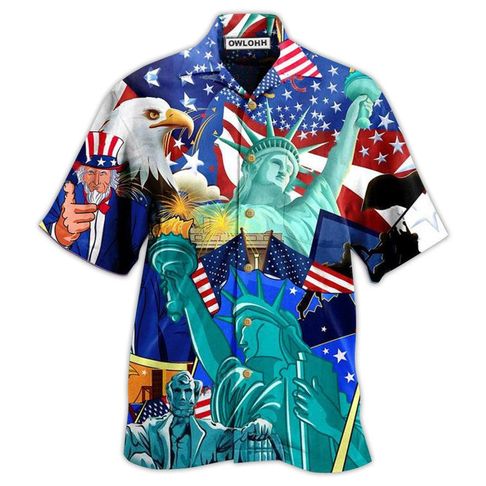 Hawaiian Shirt / Adults / S America Eagle Love You Freedom - Hawaiian Shirt - Owls Matrix LTD