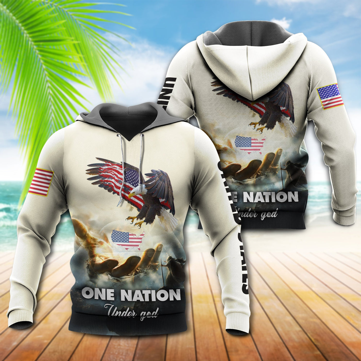 America Eagle One Nation Under God - Hoodie - Owls Matrix LTD