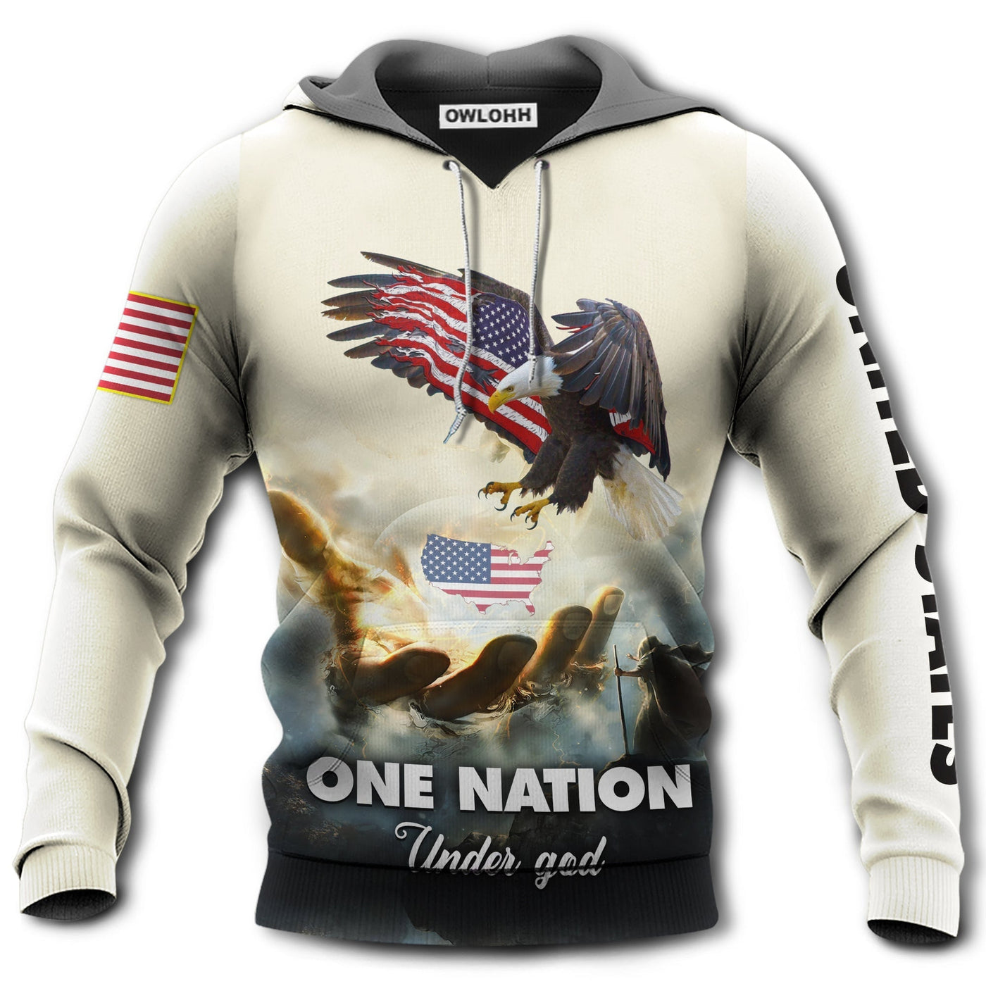 Unisex Hoodie / S America Eagle One Nation Under God - Hoodie - Owls Matrix LTD