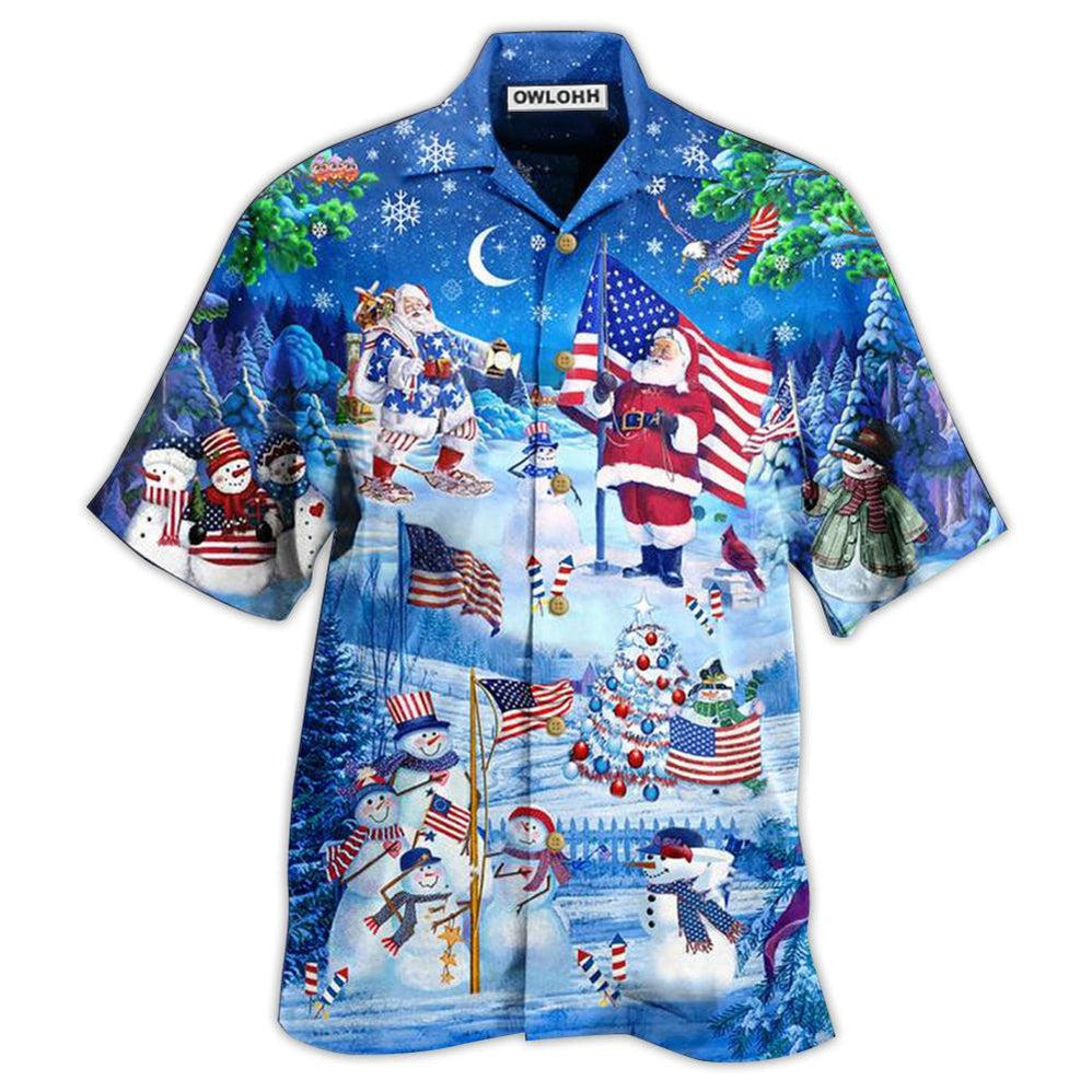 Hawaiian Shirt / Adults / S America Merry Xmas Santa Claus America - Hawaiian Shirt - Owls Matrix LTD