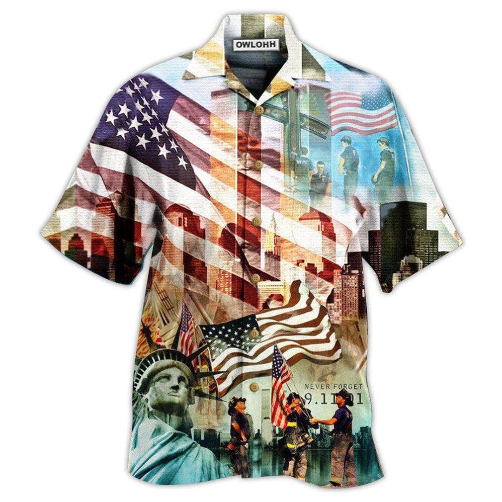Hawaiian Shirt / Adults / S America Never Forgotten Tower Challenge Statue of Liberty - Hawaiian Shirt - Owls Matrix LTD