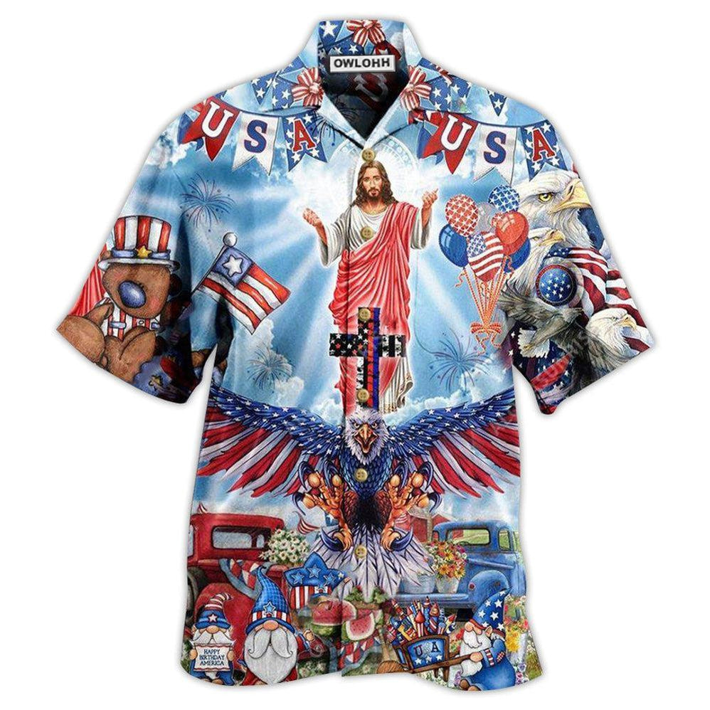 Hawaiian Shirt / Adults / S Jesus America Patriotism - Hawaiian Shirt - Owls Matrix LTD
