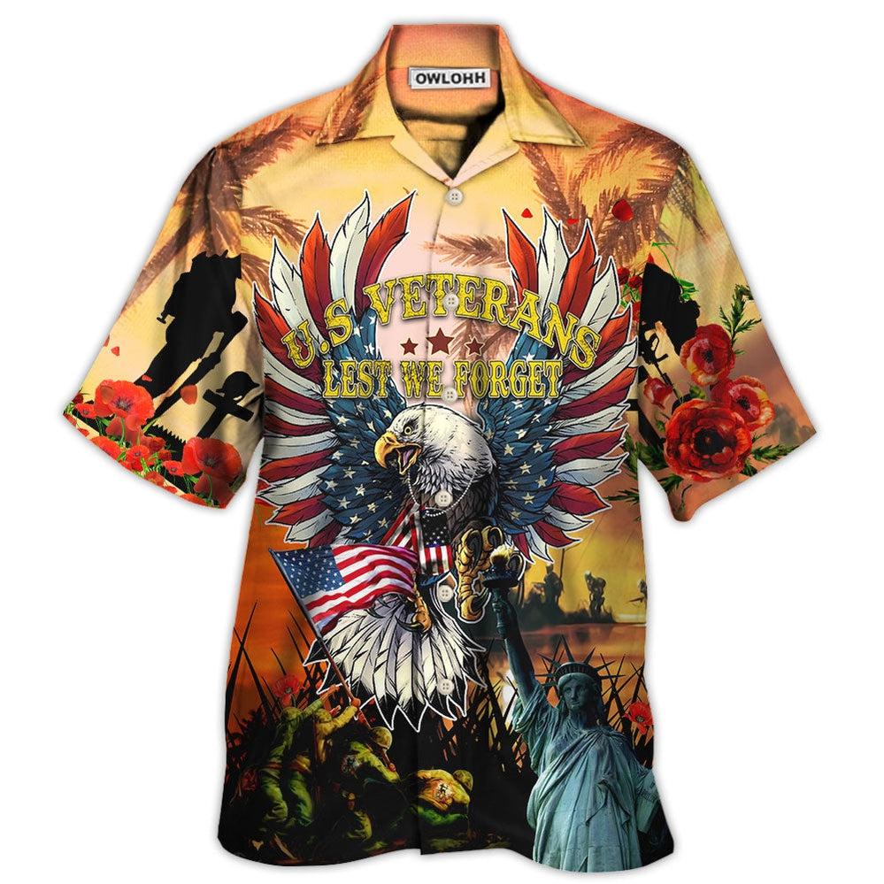 Hawaiian Shirt / Adults / S Veteran America Veterans Let We Forget In The Sunset - Hawaiian Shirt - Owls Matrix LTD
