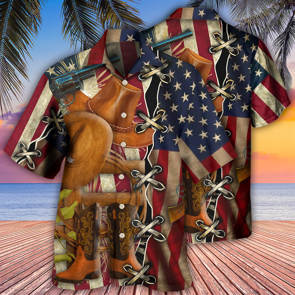 Cowboy Independence Day American Patriotism - Hawaiian Shirt - Owls Matrix LTD