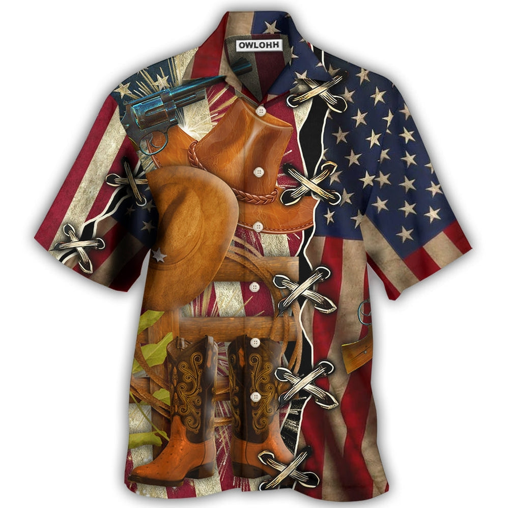 Hawaiian Shirt / Adults / S Cowboy Independence Day American Patriotism - Hawaiian Shirt - Owls Matrix LTD