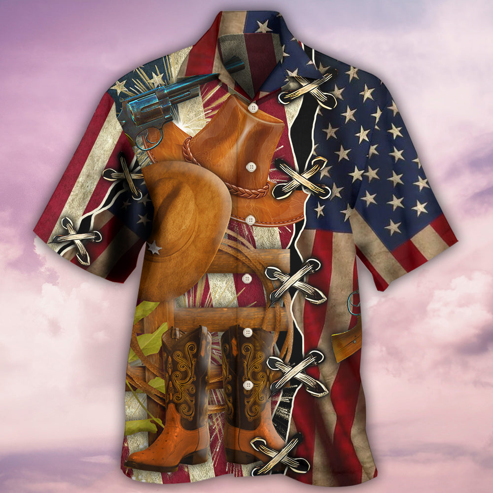 Cowboy Independence Day American Patriotism - Hawaiian Shirt - Owls Matrix LTD