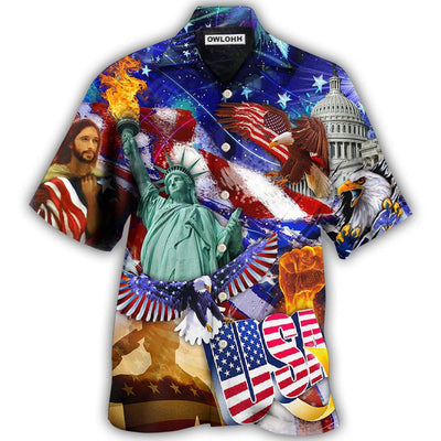 Hawaiian Shirt / Adults / S America Independence Day - Hawaiian Shirt - Owls Matrix LTD