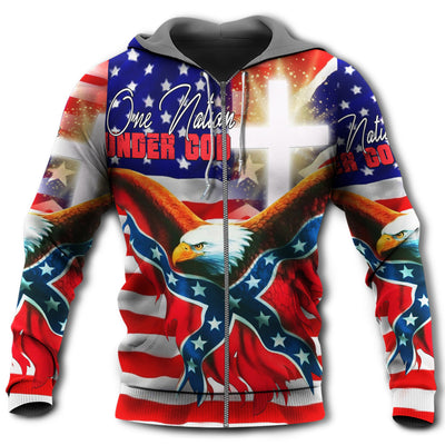 Zip Hoodie / S American One Nation Under God Patriotism - Hoodie - Owls Matrix LTD