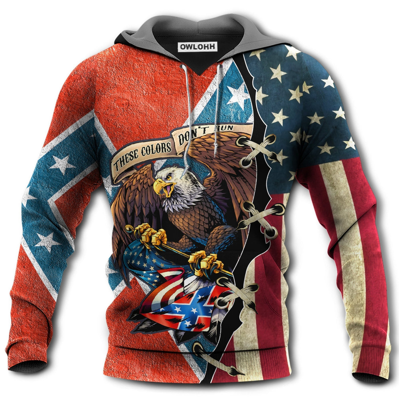 Unisex Hoodie / S America These Color Don't Run With Proud Eagle - Hoodie - Owls Matrix LTD