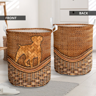 American Bulldog Dog V2 Rattan Teaxture - Laundry Basket - Owls Matrix LTD