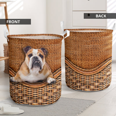 American Bulldog Rattan Teaxture - Laundry Basket - Owls Matrix LTD