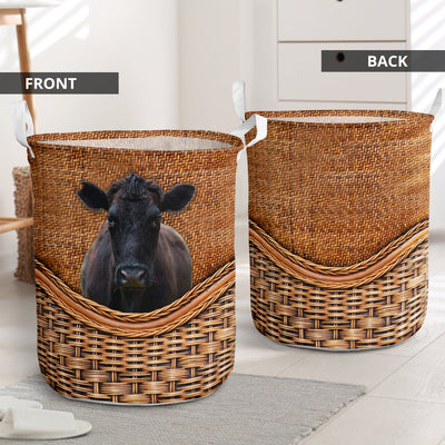 Angus Cow Rattan Teaxture - Laundry Basket - Owls Matrix LTD