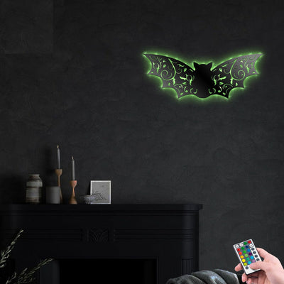Floral Bat Animals Decoration For Room - Led Light Metal - Owls Matrix LTD
