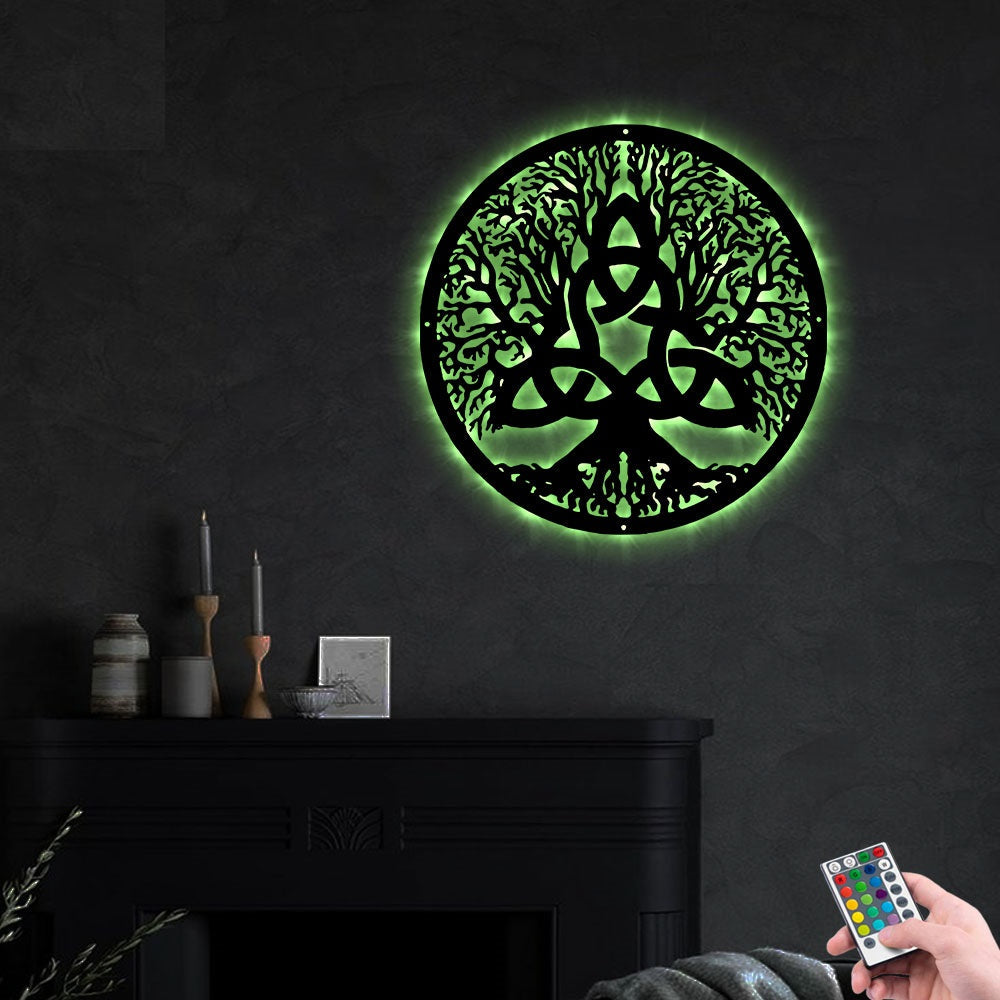 Tree Of Life And Led Lights Metal Wall Art - Led Light Metal - Owls Matrix LTD