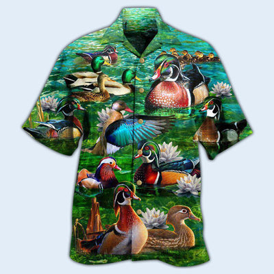 Duck All You Need Is Love And A Duck In Green - Hawaiian Shirt - Owls Matrix LTD