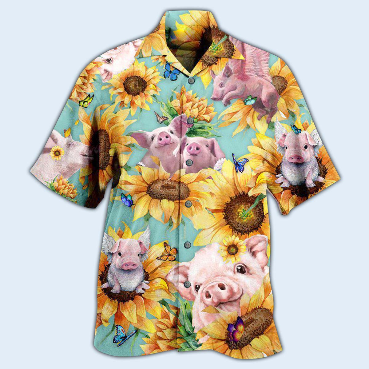 Pig Animals Amazing Pig Loves Sunflowers - Hawaiian Shirt - Owls Matrix LTD