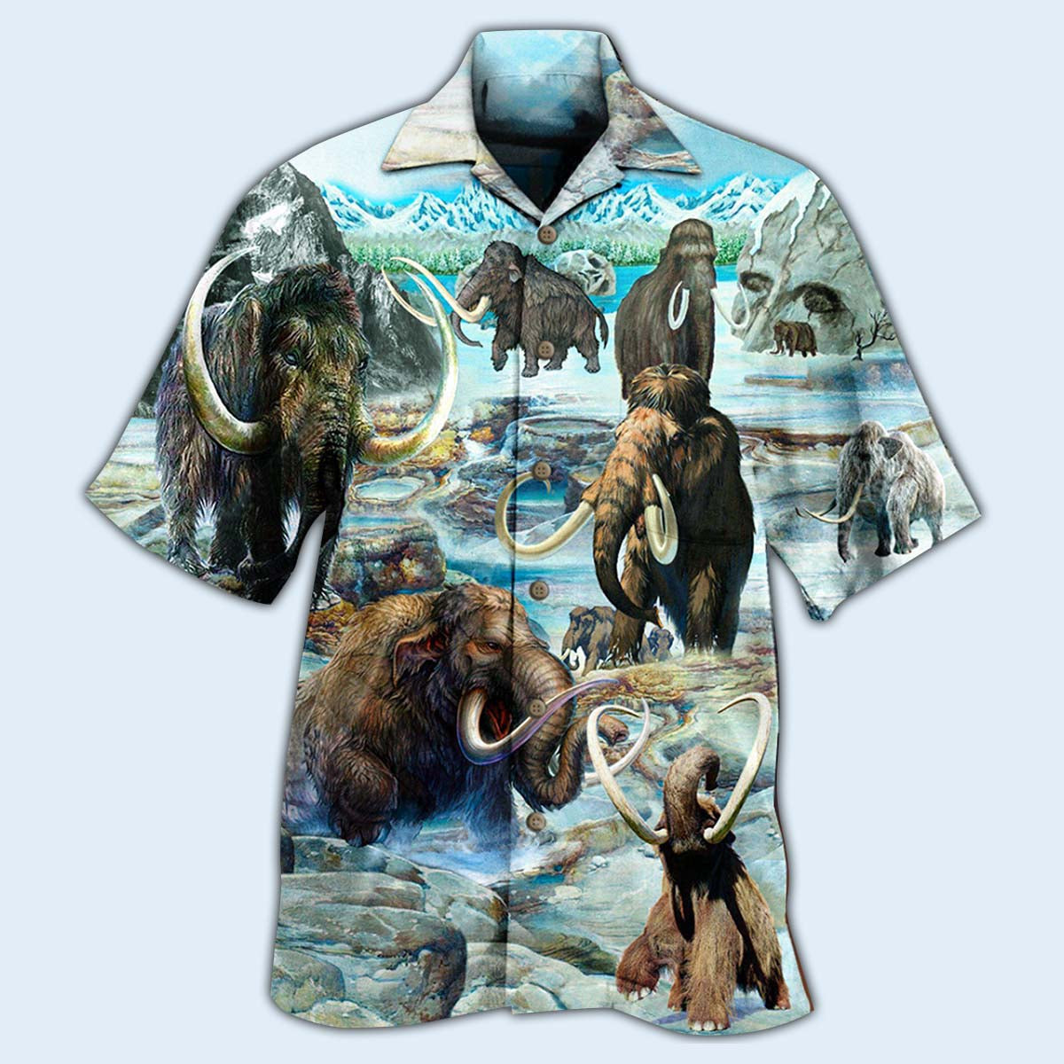 Hawaiian Shirt / Adults / S Mammoth Animals Back To Time Mammoth Alive - Hawaiian Shirt - Owls Matrix LTD