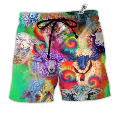 Beach Short / Adults / S Sheep Colorful Animals Style - Beach Short - Owls Matrix LTD