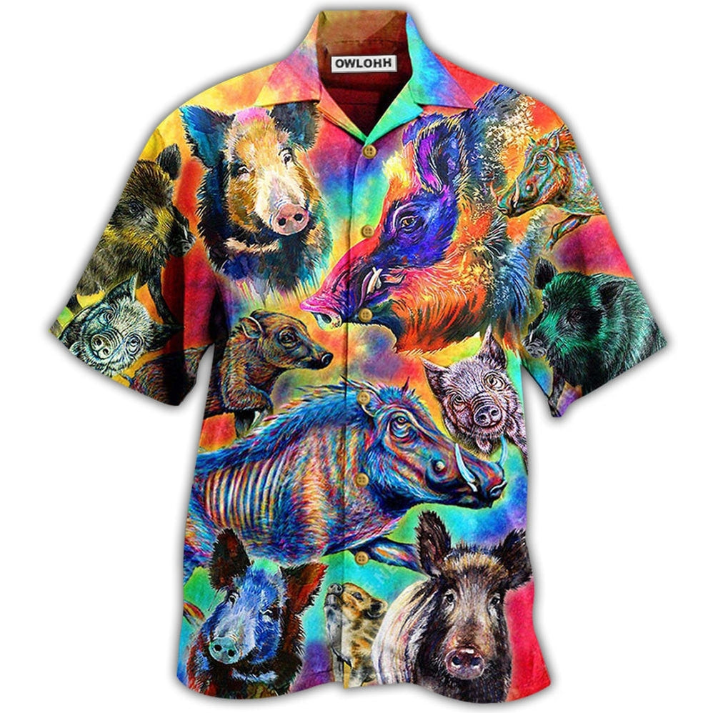 Hawaiian Shirt / Adults / S Boar Colorful Wild Boar In Colorful Background - Hawaiian Shirt - Owls Matrix LTD