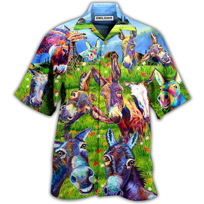 Hawaiian Shirt / Adults / S Donkey Be Smart Be Badass In Green Grass - Hawaiian Shirt - Owls Matrix LTD