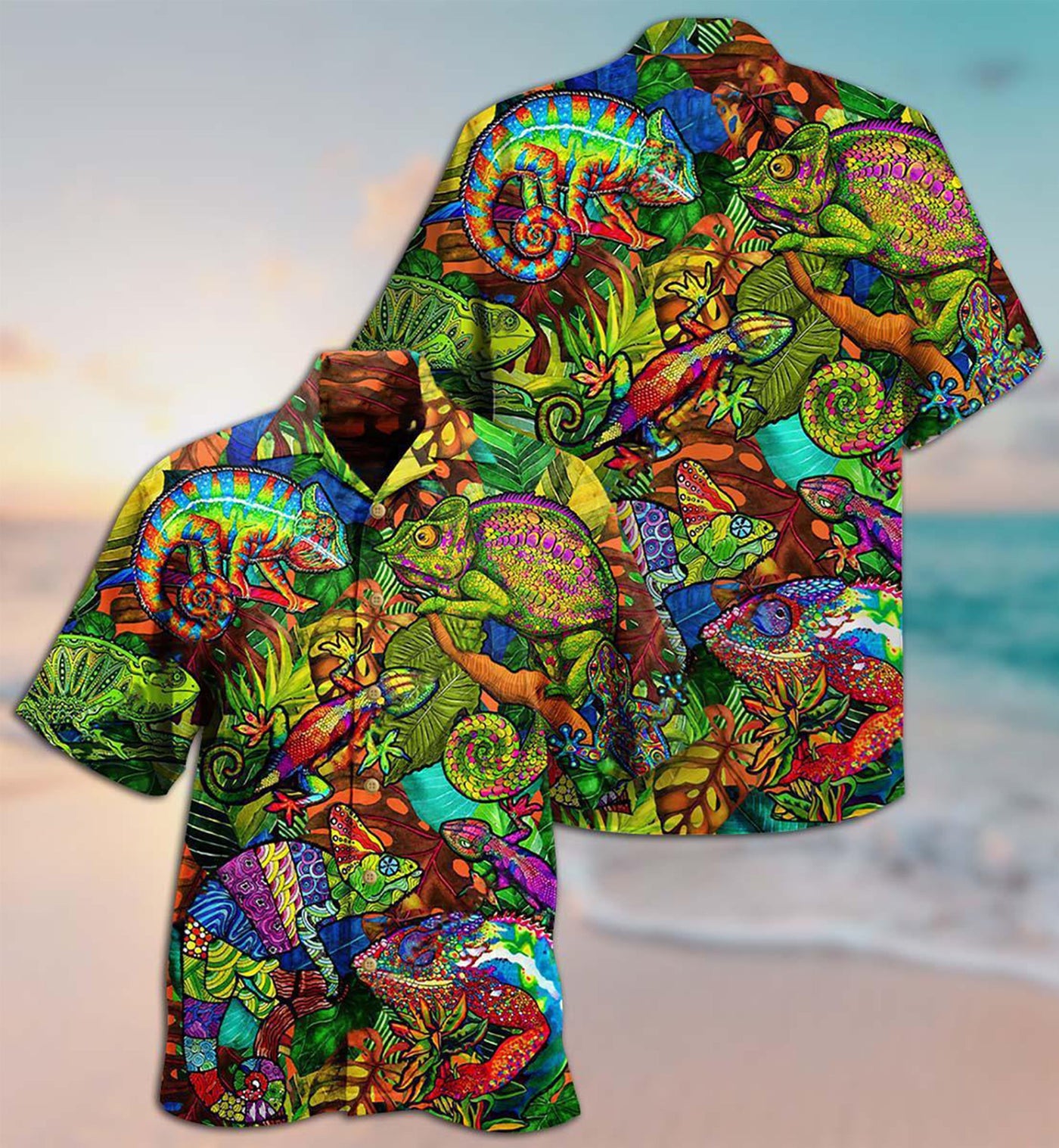 Chameleon Animals Fullcolor Abstract Style So Cool - Hawaiian Shirt - Owls Matrix LTD