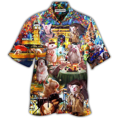 Hawaiian Shirt / Adults / S Hamster Animals Traveling Around The World - Hawaiian Shirt - Owls Matrix LTD