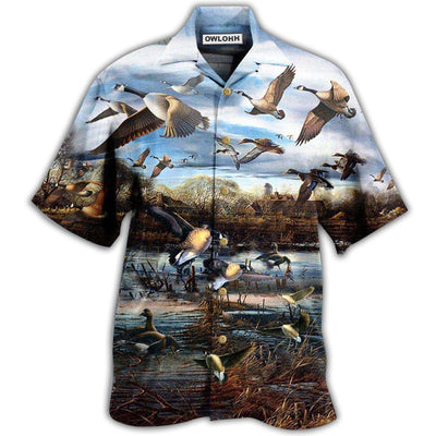 Hawaiian Shirt / Adults / S Geese Animals Love Canada Geese And Peaceful Sky - Hawaiian Shirt - Owls Matrix LTD
