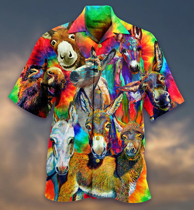 Donkey Animals Love Color Always Smile - Hawaiian Shirt - Owls Matrix LTD