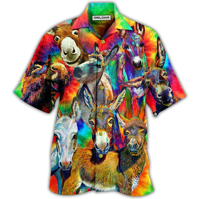 Hawaiian Shirt / Adults / S Donkey Animals Love Color Always Smile - Hawaiian Shirt - Owls Matrix LTD