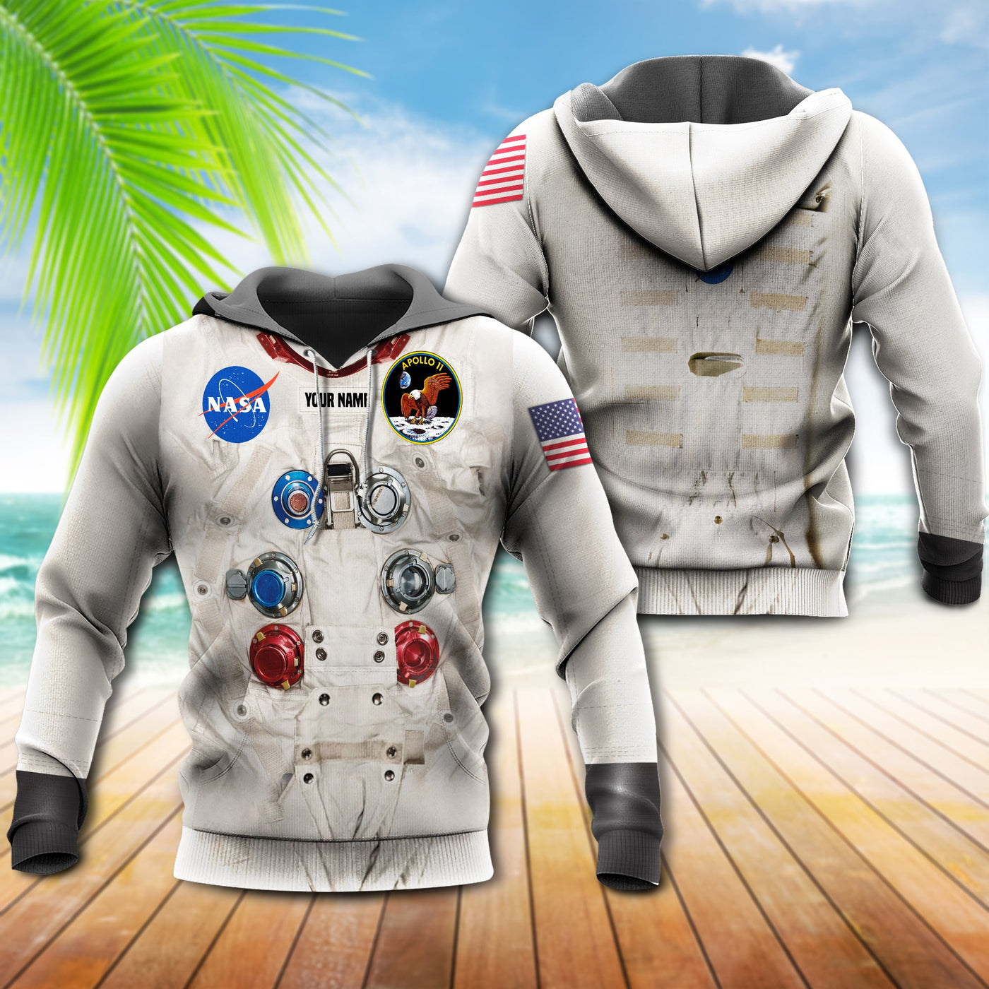 Astronaut With Galaxy Nasa Personalized - Hoodie - Owls Matrix LTD