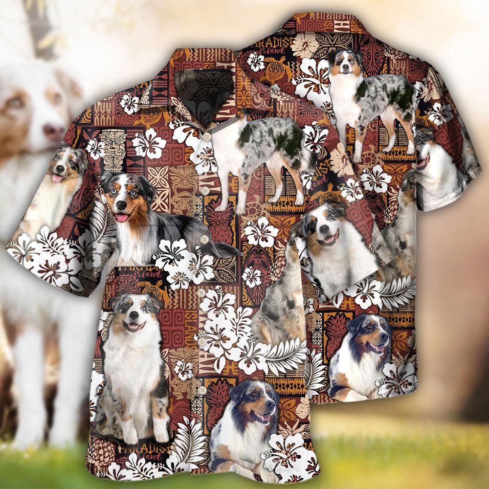 Australian Shepherd Dog Vintage Lover Tropical Style - Hawaiian Shirt - Owls Matrix LTD
