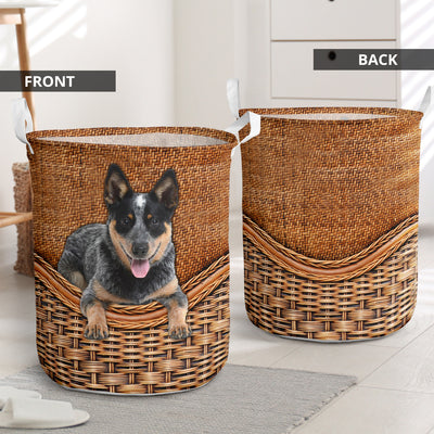 Australian Cattle Dog Rattan Teaxture - Laundry Basket - Owls Matrix LTD