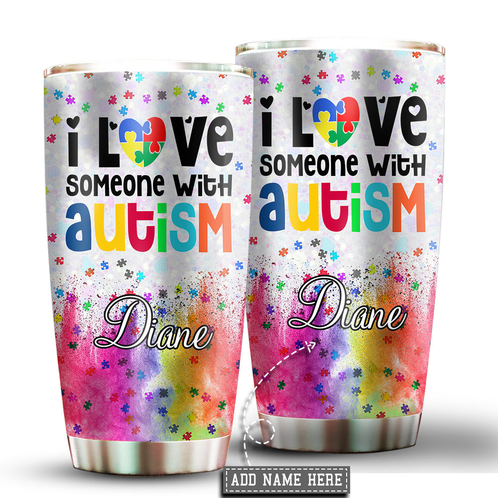 20OZ Autism Awareness In A World I Love Stainless Steel Personalized - Tumbler - Owls Matrix LTD
