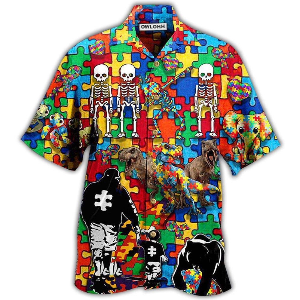 Hawaiian Shirt / Adults / S Autism Awareness It's OK To Be Different Dad And Son - Hawaiian Shirt - Owls Matrix LTD