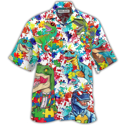Hawaiian Shirt / Adults / S Autism Dinosaur Mix Color - Hawaiian Shirt - Owls Matrix LTD