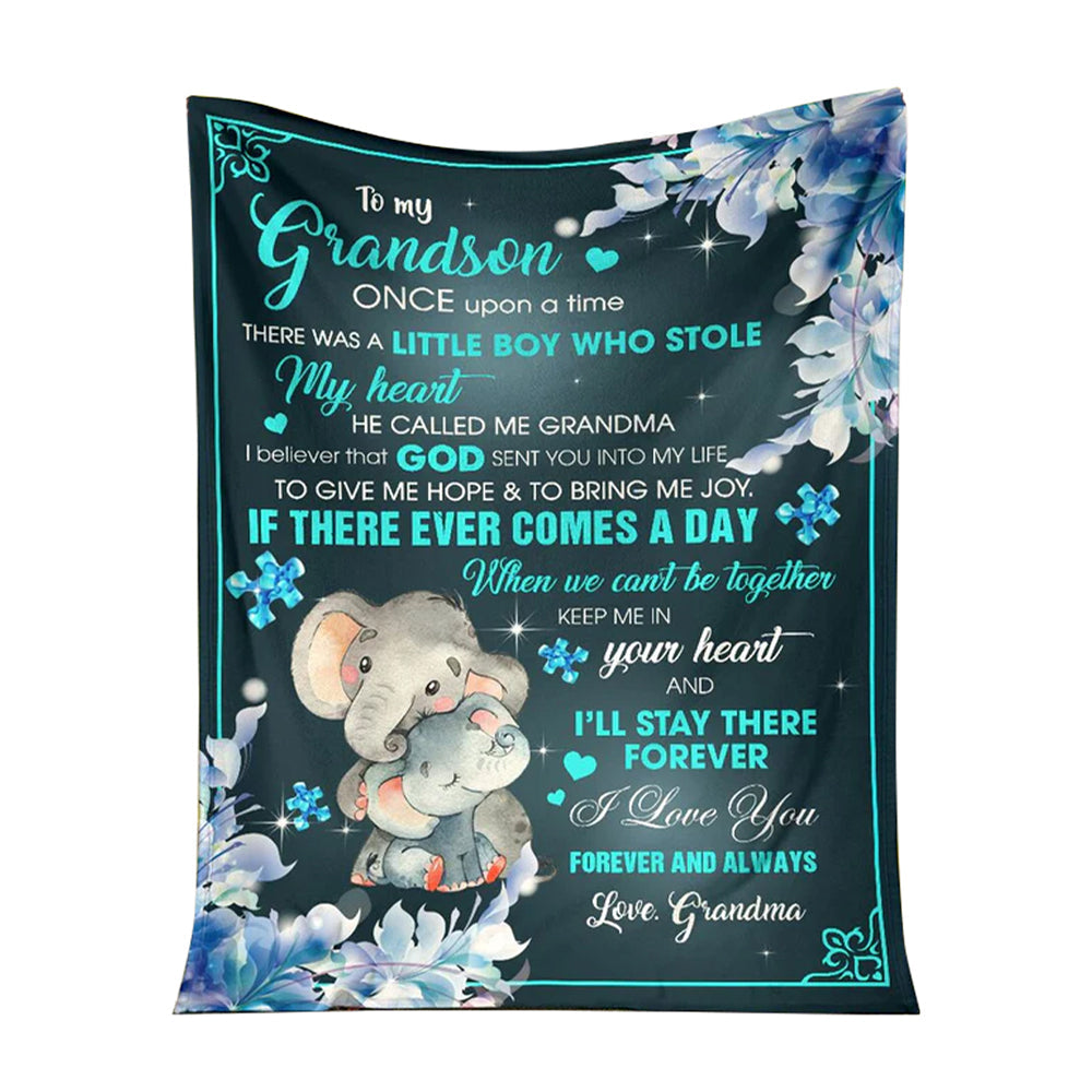 50" x 60" Autism To My Grandson Autism Awareness Elephant - Flannel Blanket - Owls Matrix LTD