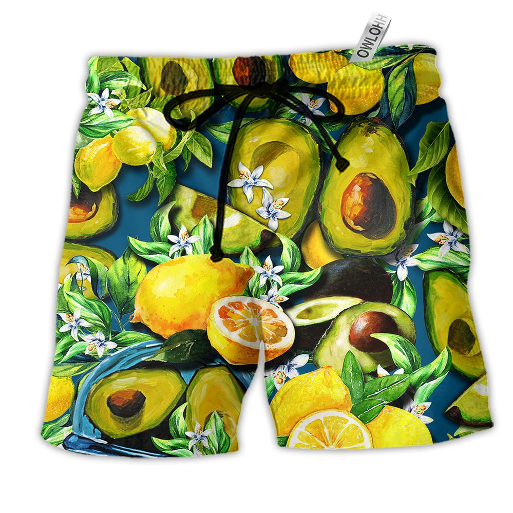 Beach Short / Adults / S Avocado Lemon Summer Time - Beach Short - Owls Matrix LTD