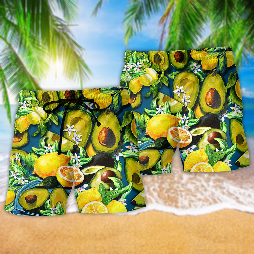 Avocado Lemon Summer Time - Beach Short - Owls Matrix LTD