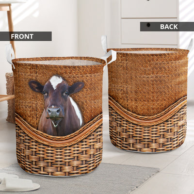 Ayrshire Cow Rattan Teaxture - Laundry Basket - Owls Matrix LTD