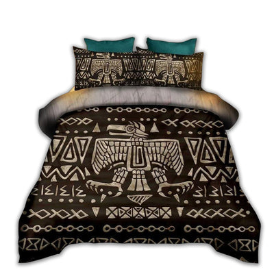 US / Twin (68" x 86") Aztec Eagle Brown Vintage - Bedding Cover - Owls Matrix LTD