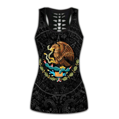 S Aztec Mexican Black Pattern - Tank Top Hollow - Owls Matrix LTD