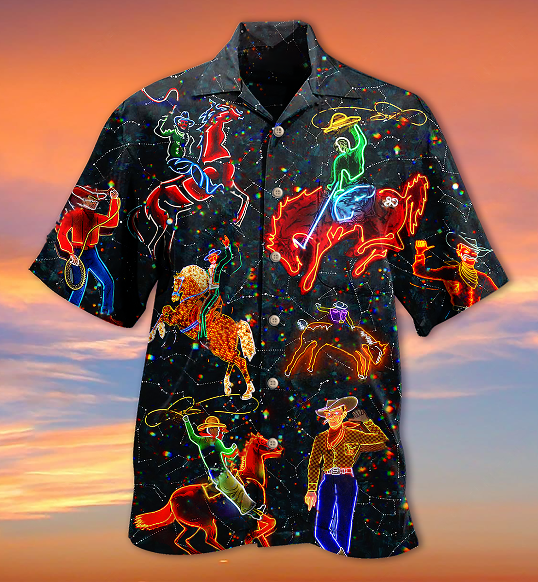 Cowboy Neon Love Life Love Cool - Hawaiian Shirt - Owls Matrix LTD