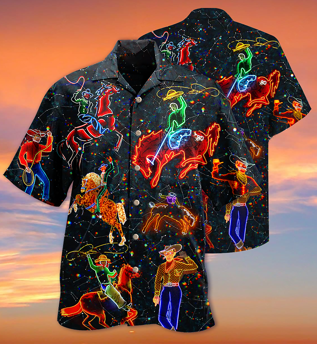Cowboy Neon Love Life Love Cool - Hawaiian Shirt - Owls Matrix LTD