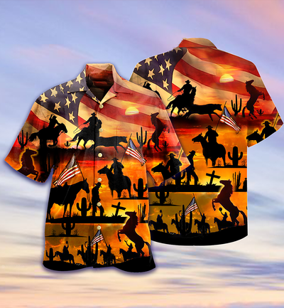 Cowboy American Love Life Sunset - Hawaiian Shirt - Owls Matrix LTD