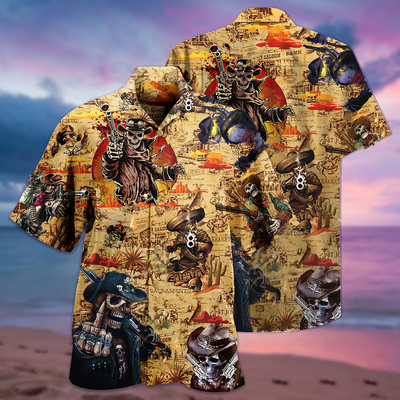 Cowboy Skull Pirates Love Life Vintage - Hawaiian Shirt - Owls Matrix LTD